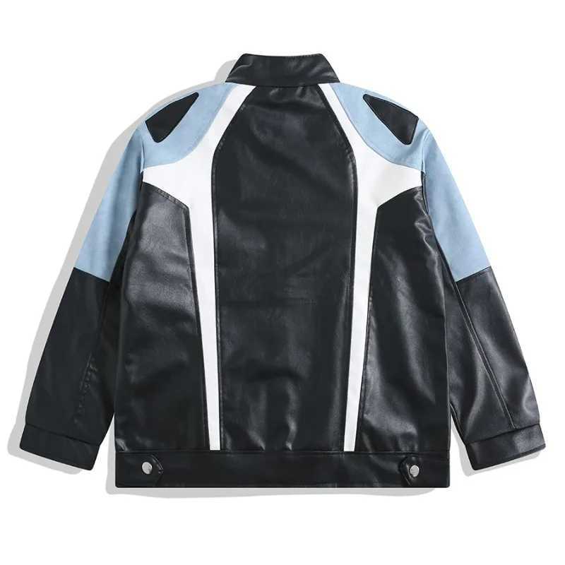 Retro Motorcycle Leather Jacket American Patchwork High Street Lapel Zipper Coats Vintage Hip Hop Coat Trendy Male Clothes TopsT250311