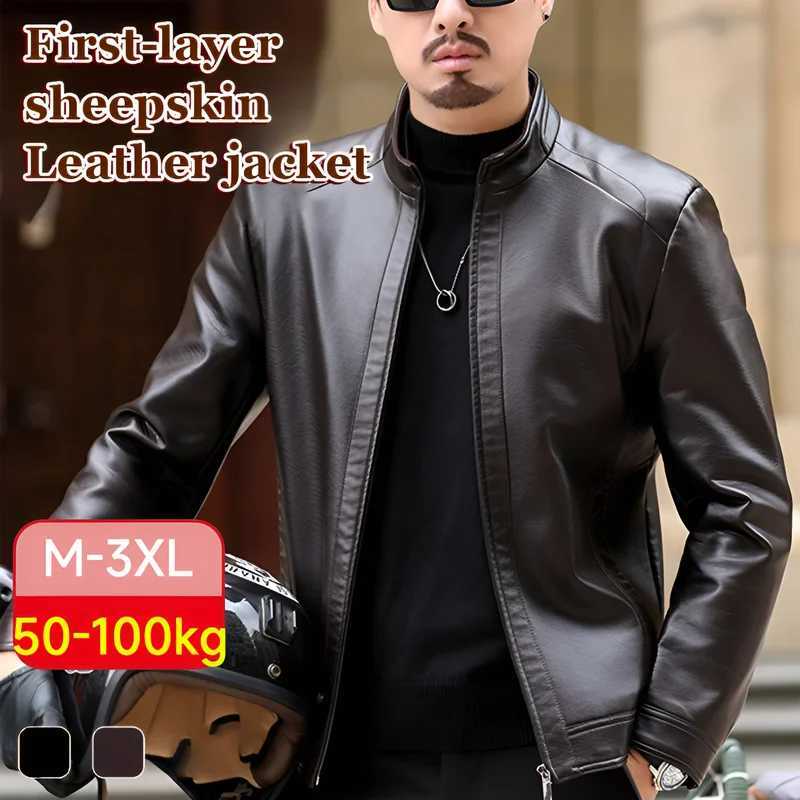 Mens Leather Jacket Stand Collar Jacket Mens Casual PU Leather Jacket Casual Mens Pu Leather Jacket Middleaged Mens JacketT250311
