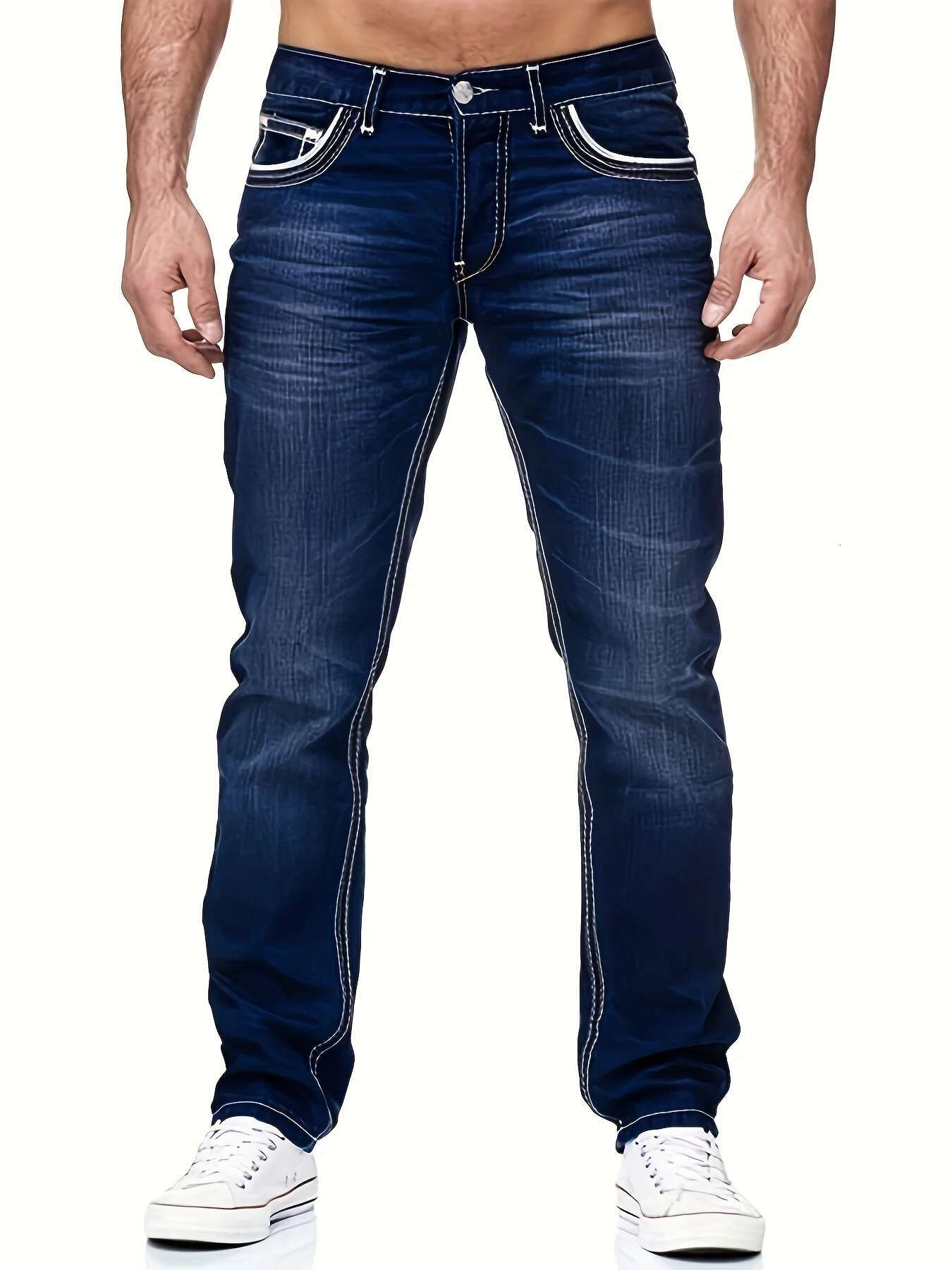 High Quality Slim Fit Jeans Fashionable Designer Casual Street Style Solid Color Elastic Jeans For All Seasons Simple And Comfortable Men s Pants Casu