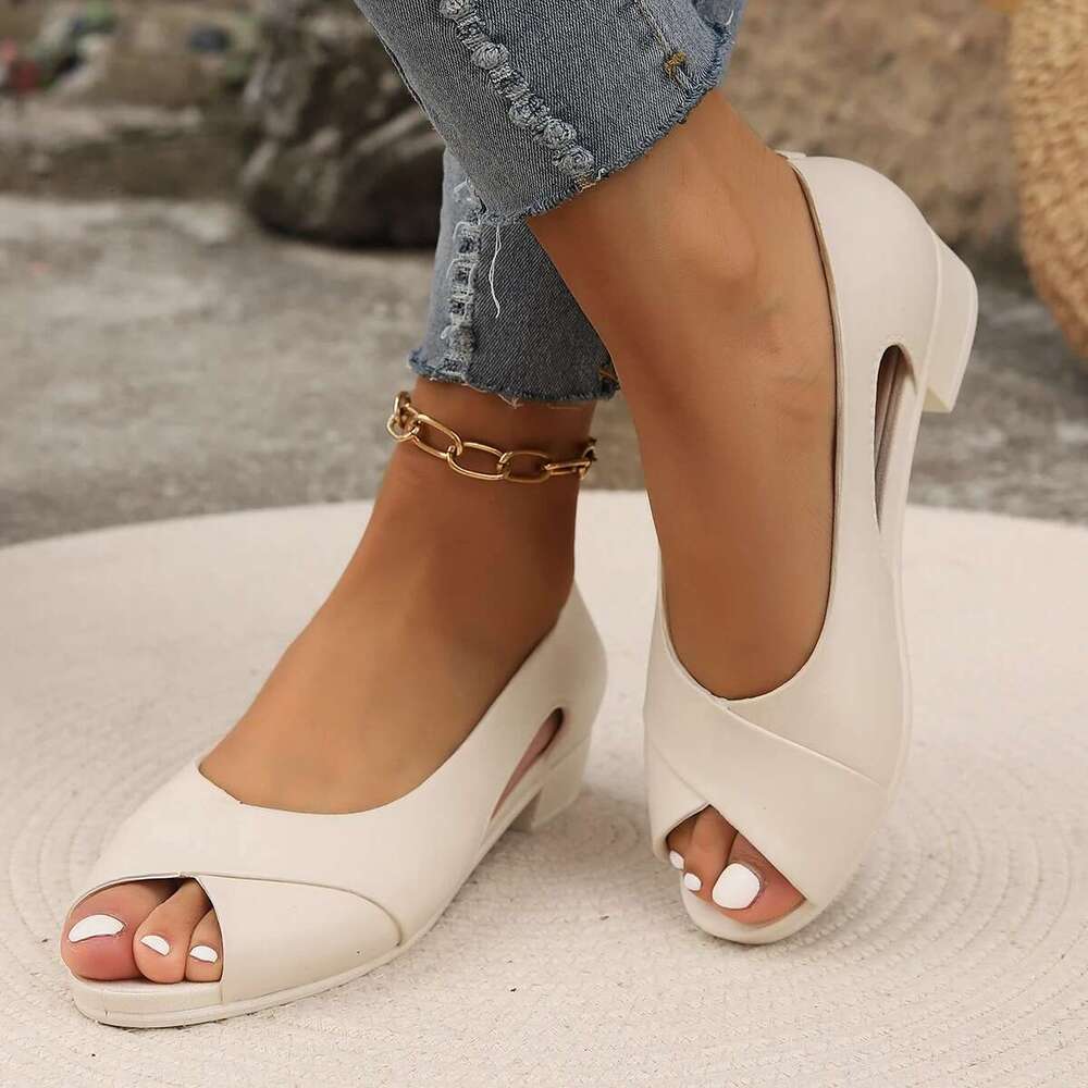 Summer New Women's PVC Sandal Bag Fish Mouth Thick With Fashion Flat Casual Single Shoes