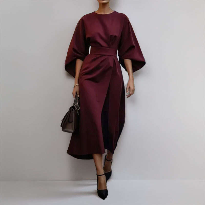 2025 Spring New Women's Clothing Elegant Lace Up Simple Solid Color Dress For Women KLMY