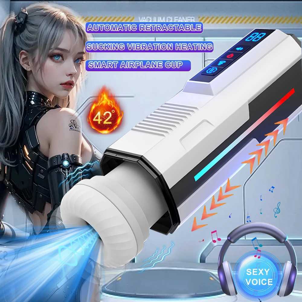 Automatic Male Masturbator Cup Telescopic Heated Sucking Pussy Blowjob Machine Thrusting Vibration Masturbation Sex Toy for Men W250311