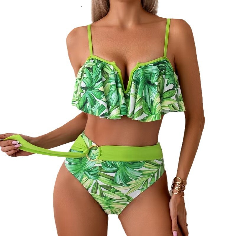 2025 Designer Swimsuit Split Style Sexy Color Blocked Women's Swimsuit Luxury Fashion Nylon Bikini Outdoor Beach Wear Casual Wear