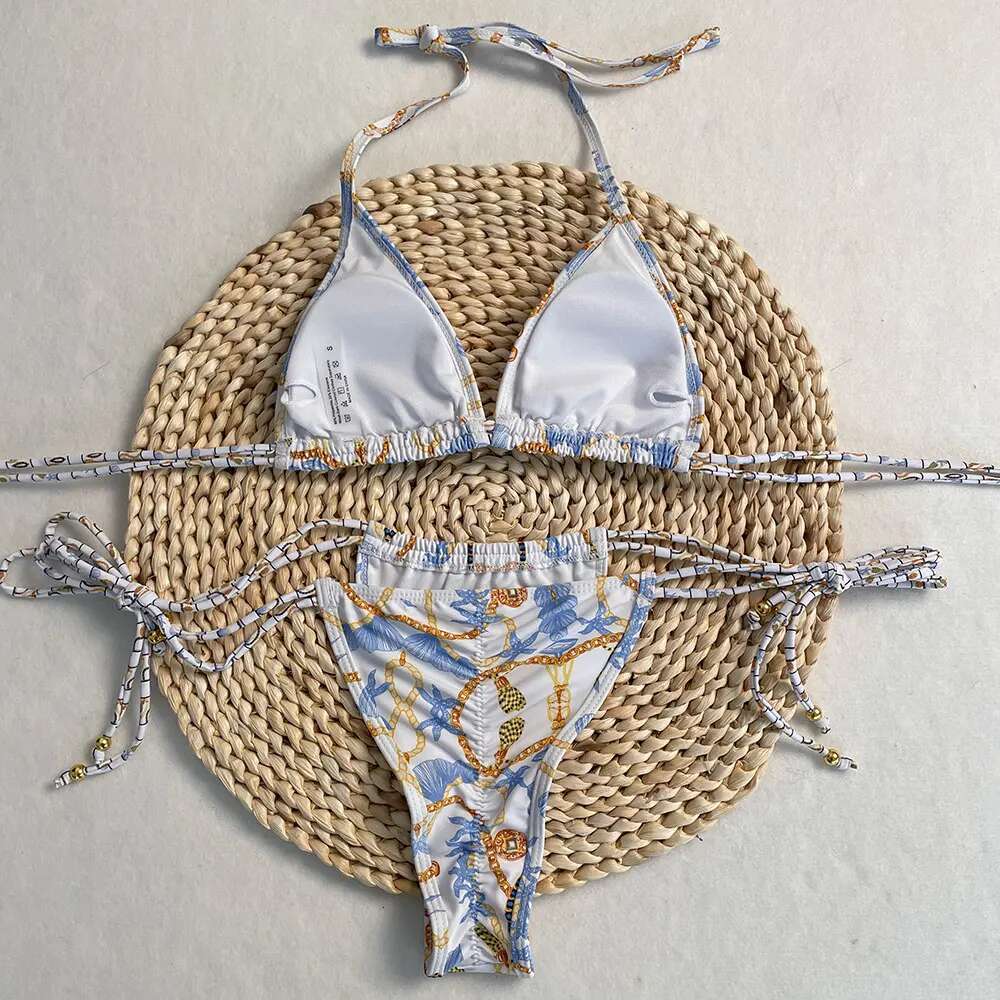2025 Sexy Halter Gorgeous Color Bikini Set Women's Swimsuit Two-Piece Triangle Thong Swimwear Bathing Suit Brazilian Biquinis