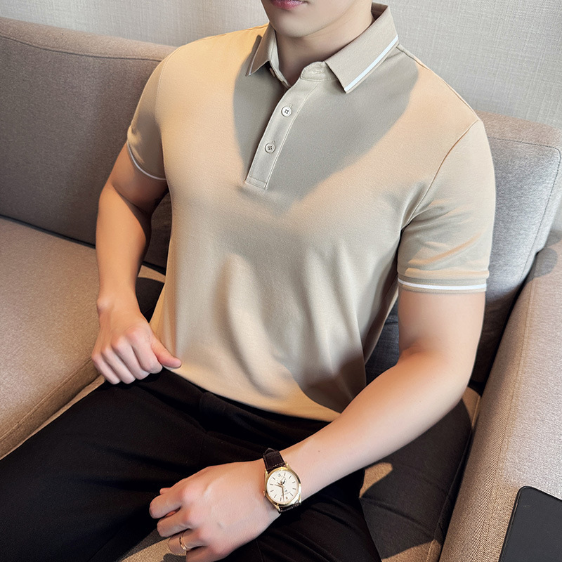 cotton short sleeved polo business casual high-end shirt collar T-shirt ice silk summer men's antibacterial tracksuit