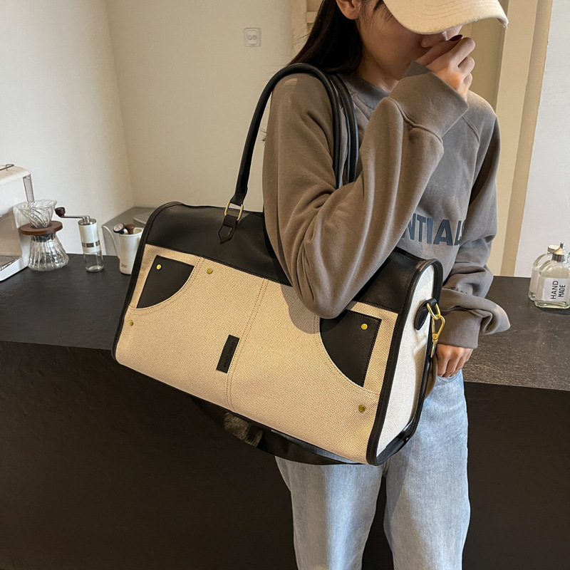 New Designer Bag, Women's Canvas Travel Bag Sports And Fitness Short Distance Large Capacity Bag Fashionable Tote Bag
