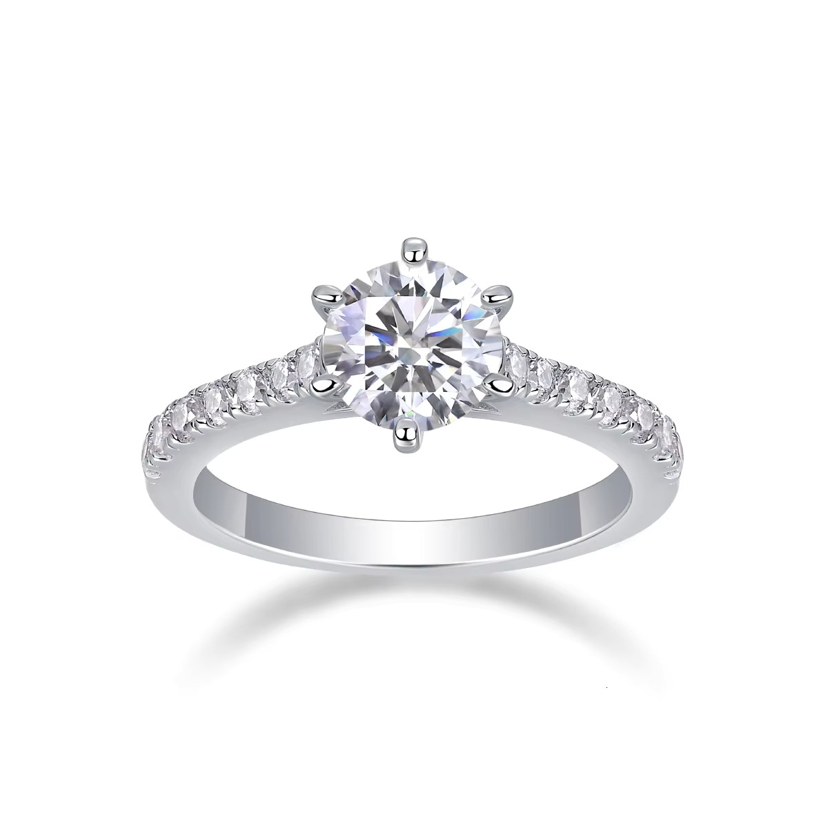 Custom Luxury Dainty 925 Sterling Silver Moissanite Diamond Ring Wedding Engagement Jewelry Ring VVS Moissanite Ring for Women