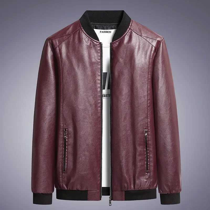 New 2023 Mens Popular Spring and Autumn Handsome Leather Jacket Slim Fit Trend Korean Edition CoatT250311