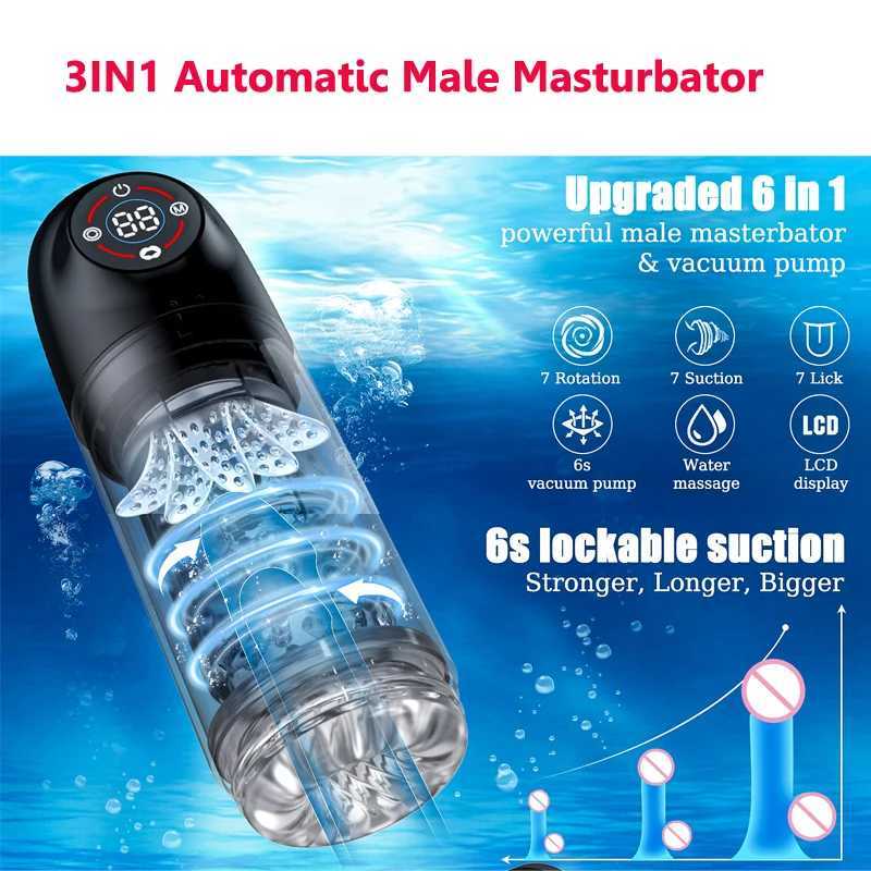Automatic Thrusting Rotating Male Masturbator Licking Stroker Sucking Blowjob 100% Waterproof Pennis Pump Adult Sex Toys For Men W250311