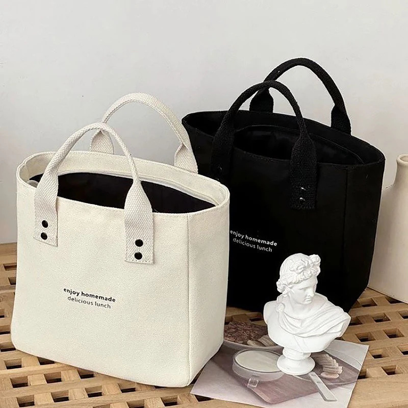 Solid Color Women Tote Bags Portable Reusable Canvas Shopping Bag Large Capacity Lunch 250311