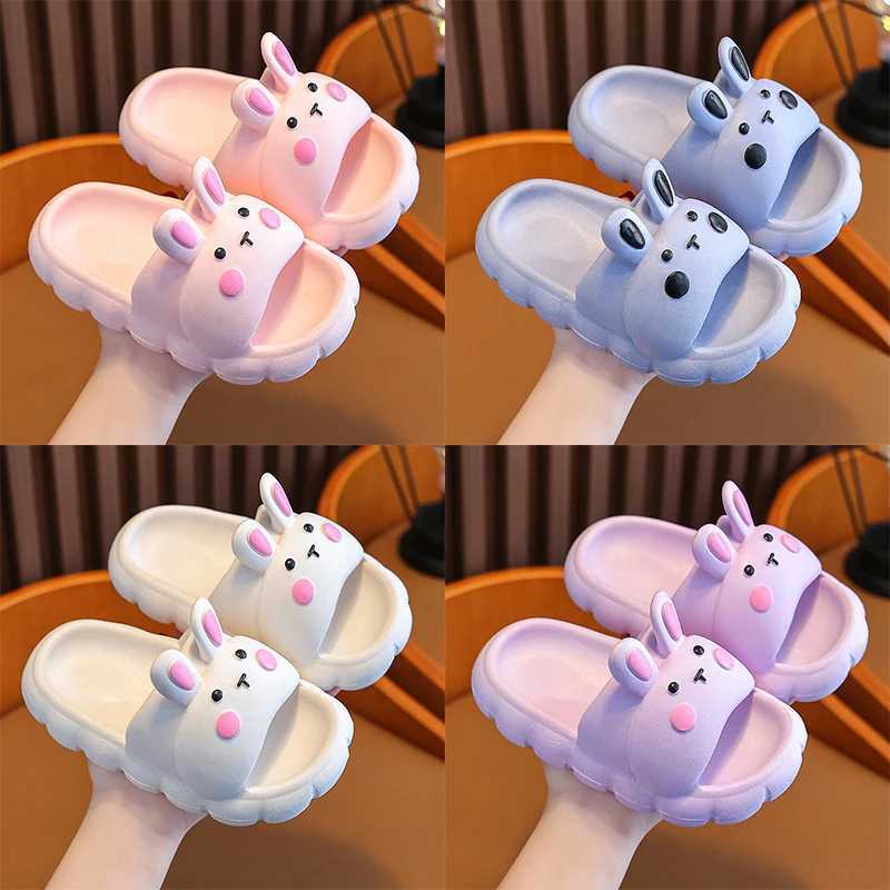 Childrens Home Slippers Summer Cute Cartoon Rabbit Slippers Girls Boys Fashion Non-Slip Indoor Flats Kids Beach Shoes SandalT250311