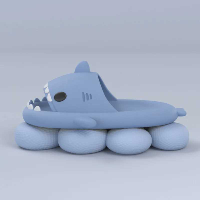 Comwarm Boys Girls Shark Slippers Summer Cute Cartoon Kids Shark Sandals Non-slip House bath Shoes Children Casual Flats SlidesT250311