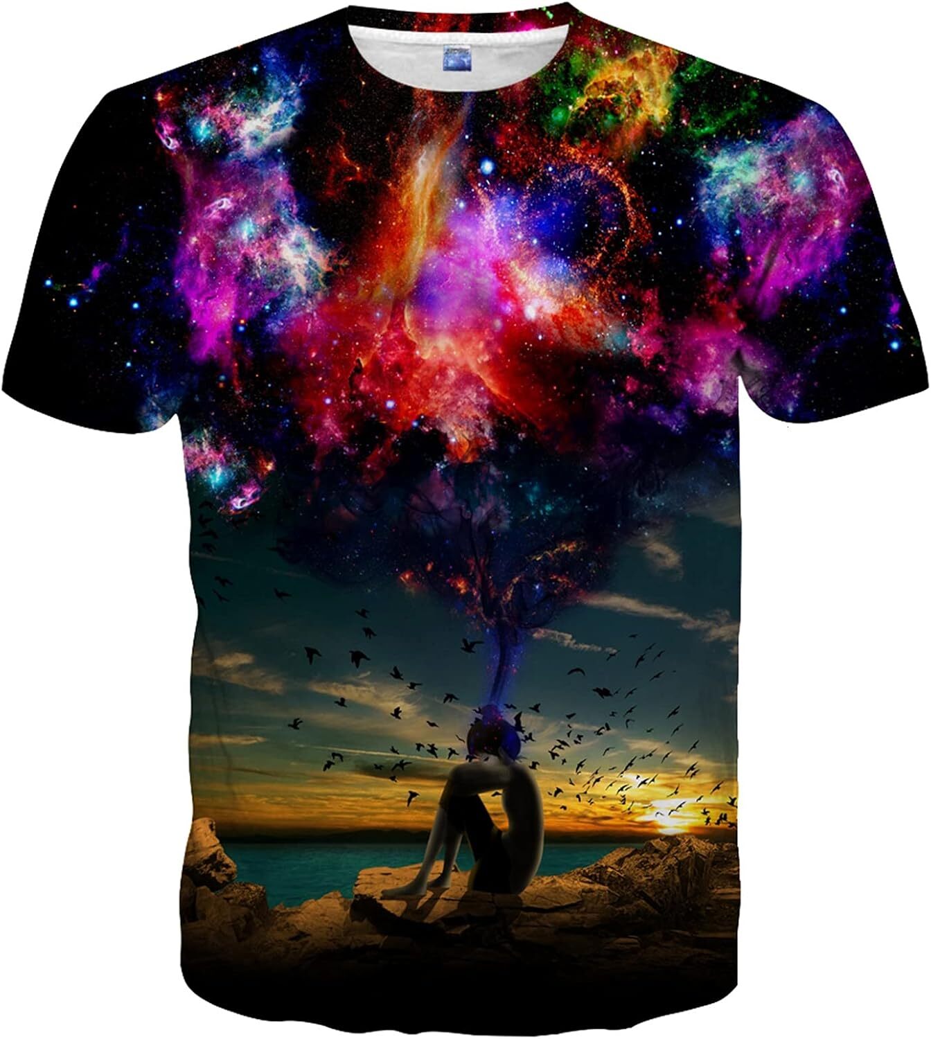 Mens T shirt Unisex 3D Graphic Print Shirts for Mens Women Casual Short Sleeve Tee Shirts Top tee Casual tops summer clothes starlit sky