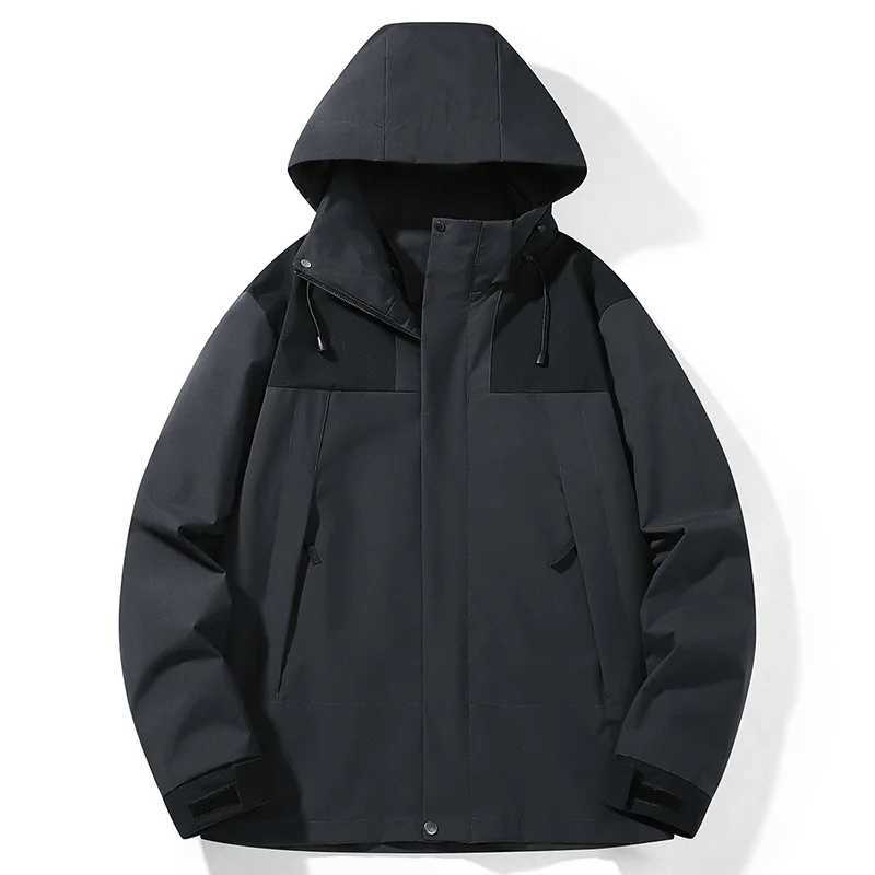 Mens and Womens Same Casual Fashion Solid Color Windproof and Waterproof Outdoor Travel Mountaineering JacketT250311