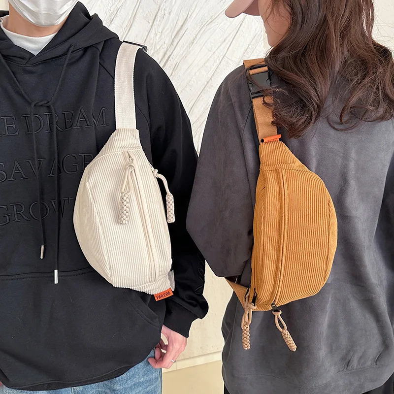 Casual Corduroy Belt Bags for Women Fashion Fanny Pack Female Banana Waist Bag Hip Purse Shoulder Crossbody Chest Bag Pocket 250311