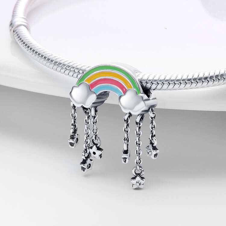 Hot Selling creative rainbow cloud string decoration Charms beads 925 Sterling Silver DIY jewelry accessories, bracelet beads for women jewelry gift