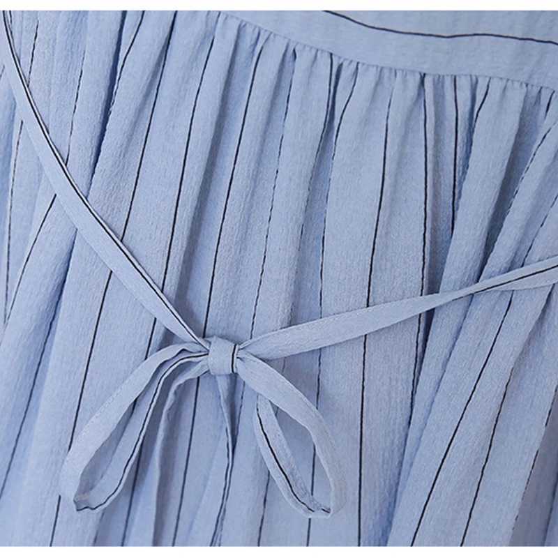 Maternity Spring and Summer Pregnancy Dress Ruffled Short-sleeved Striped Stitching Maternity Clothes Loose Dress for PremamaT250311