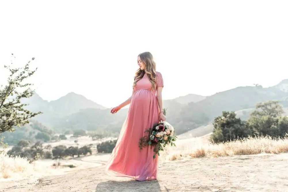 Classic Elegant Lace Maternity sweet Dress Photography Long Dresses for Pregnant Women Clothes Pregnancy Dress for Photo ShootT250311
