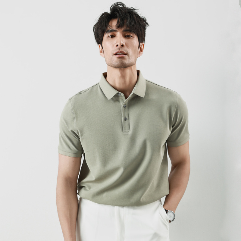 tracksuit Cool Short sleeved POLO Shirt for Business Light Luxury Summer Ice Silk Solid Color Men's T-shirt 5A Antibacterial