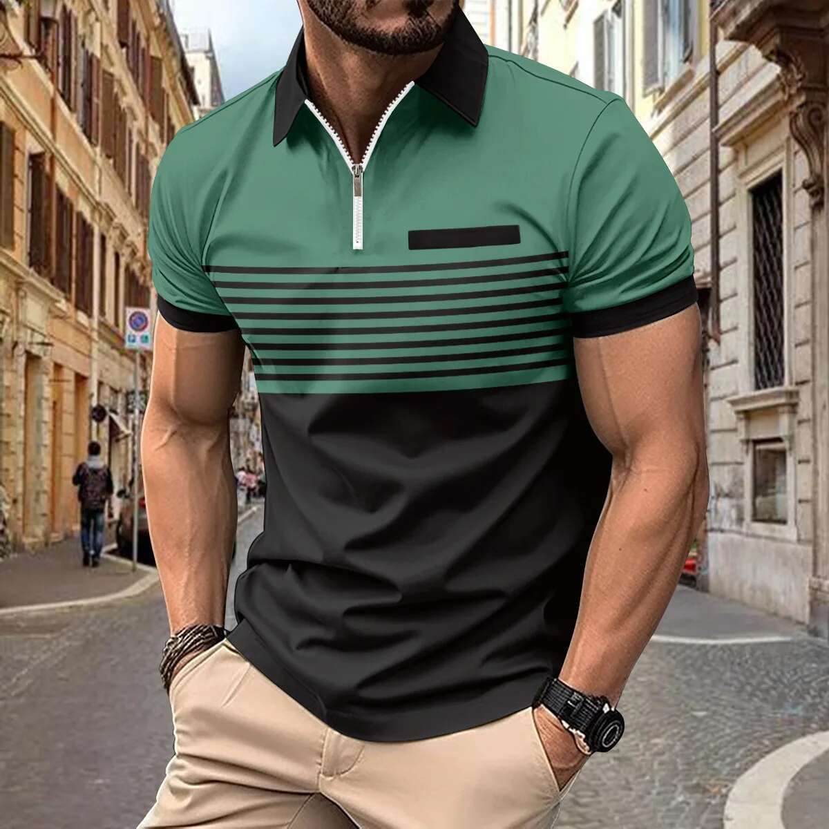 Basic Graphic Design Men's Casual 3D Print Golf Short Sleeve Turndown T-Shirts Micro-Elastic Lapel Polo Shirt