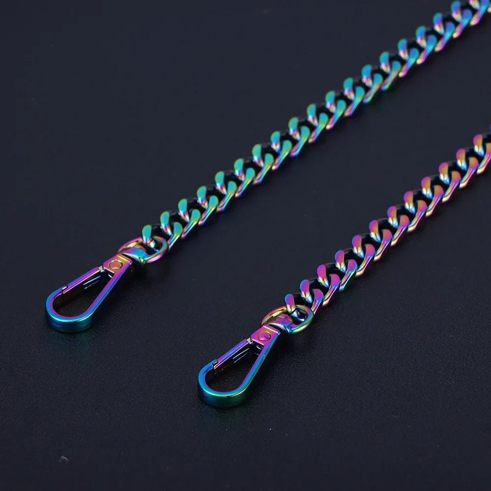Rainbow Purse Chain Straps Flat Strap Replacement Colorful Handbag Accessories for Crossbody Shoulder Bag 250311