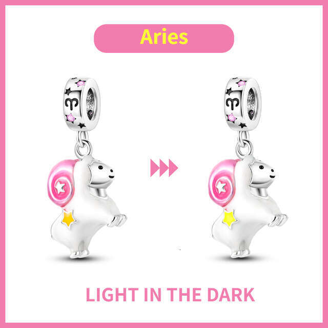 925 Sterling Silver illusion luminous twelve constellations pendant Charms fit bracelet DIY jewelry bracelet necklace for women gift