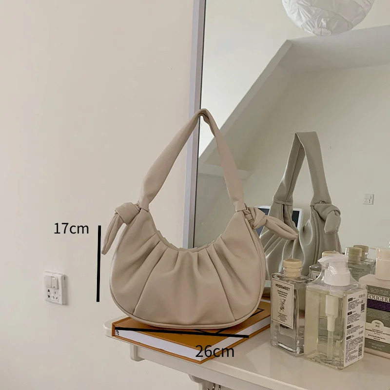 Fashionable Handbag Multifunctional Casual Shoulder Bag Pleated High-quality Womens Lovely Soft Leather Simple Cloud Bag 250310