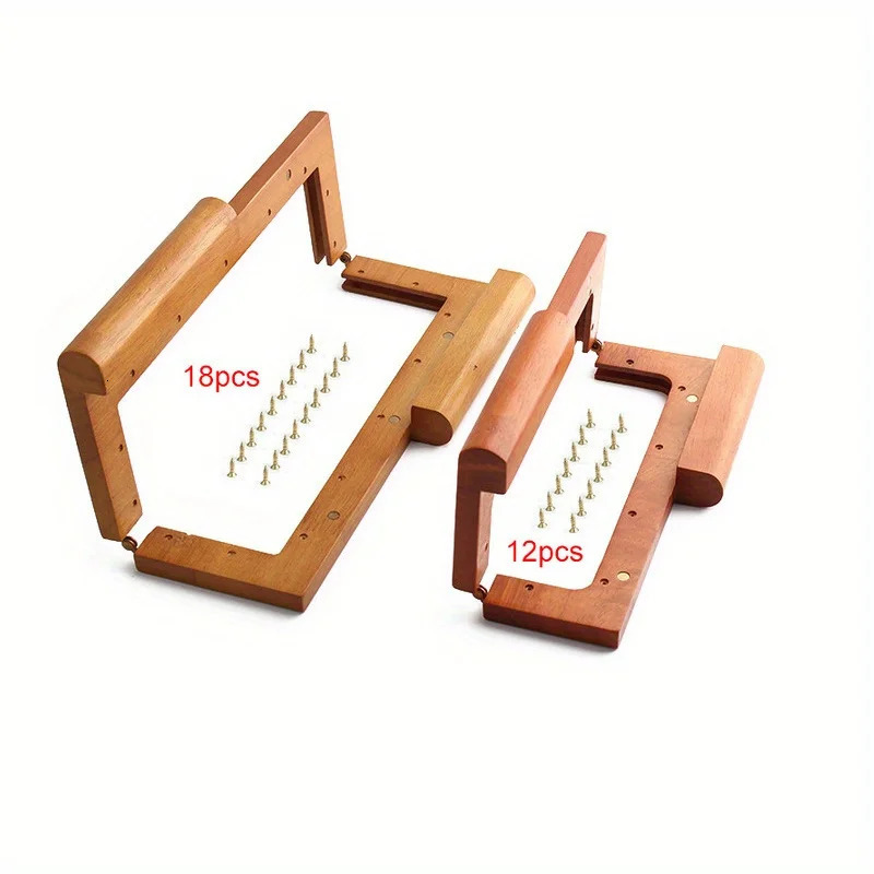 1PC 217cm275cm Fashion Simple Solid Wood Wallet Frame Retro Bag Knitted Wooden DIY Handle Accessories 250311