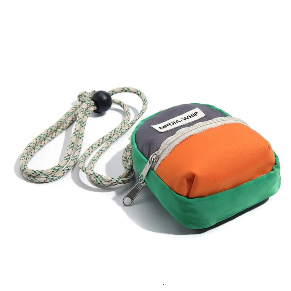 Neck Hanging Coin Purse Polyester Earphone Storage Bag Mini Wallet Antitheft Contrasting Color Small Key 250311