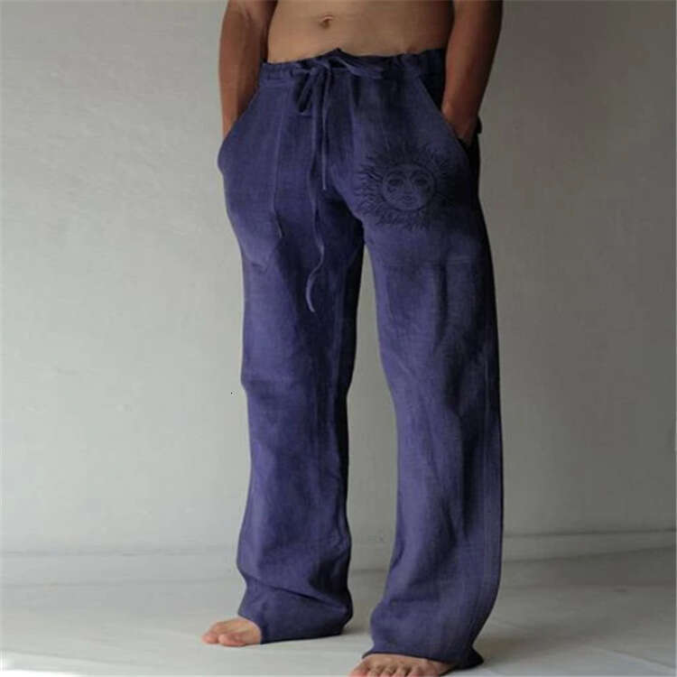 European and American men's drawstring elastic cotton en loose pants 2025 new casual versatile fashion clothing