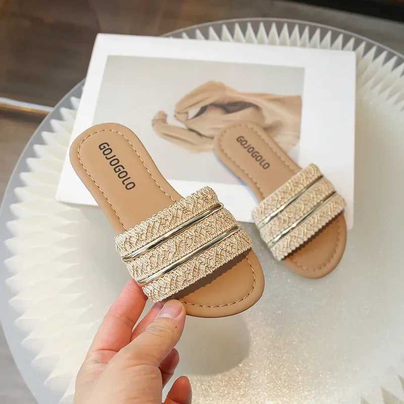 Girls Ethnic Style Outdoor Slippers Summer New Girls Fashion Slippers Flats Open Toe Flip TopT250311