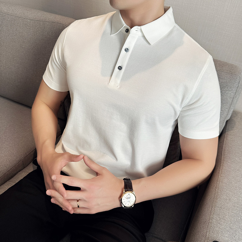 Summer Cool Polo Solid Color Business Casual Short T-shirt Men's Shirt Collar Half Sleeve tracksuit