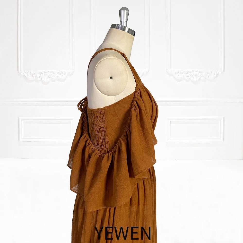 Elastic Waist Boho Beach Dress Side Slit Woman Photo Shoot Dresses Pregnancy Shooting Dress YEWEN YW231106 X250224