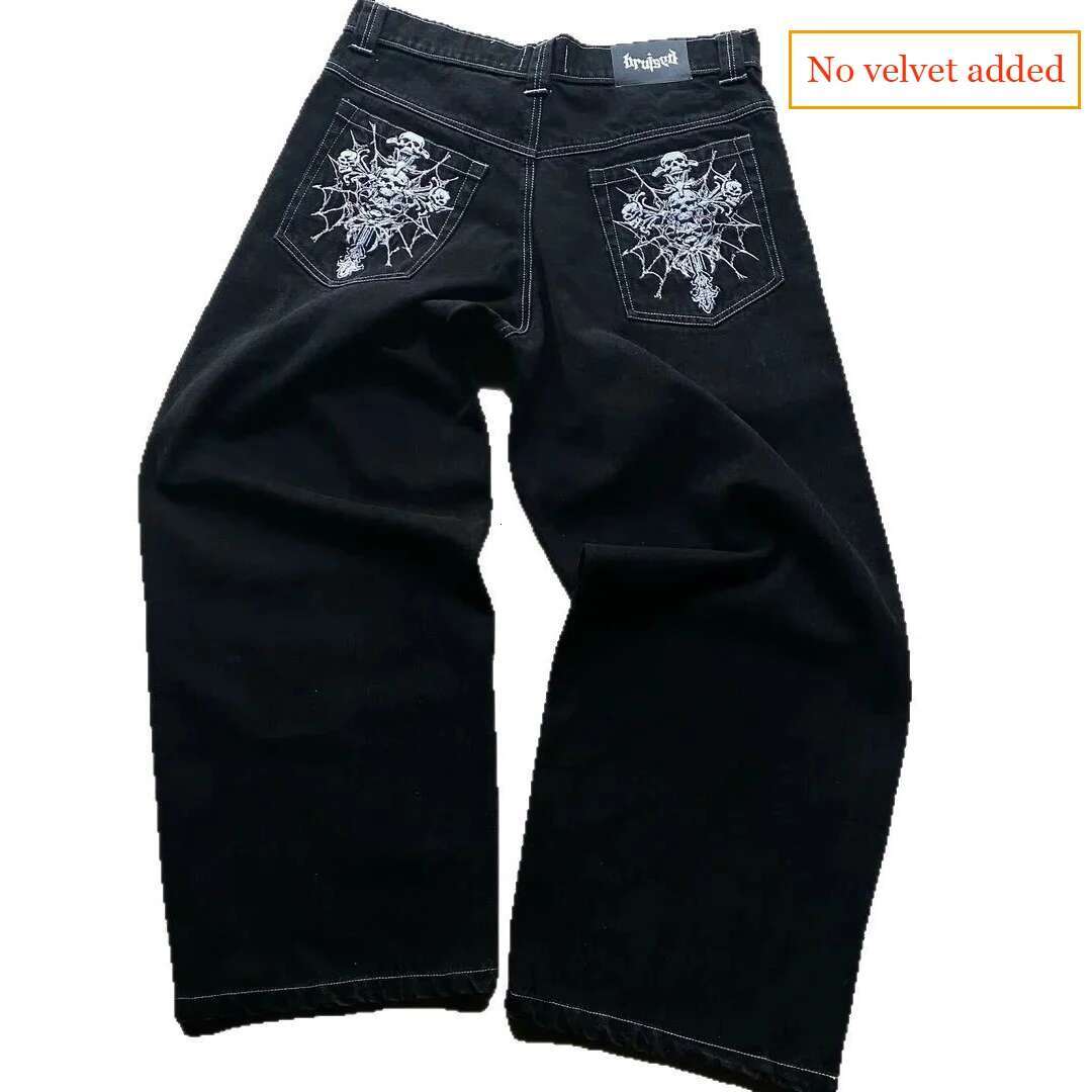 2025 New Y2K Street Wear Jeans American Street Wear Men's And Women's Skull Pattern Fashion Designer Men s Straight Leg Wide Leg Pants Hip H