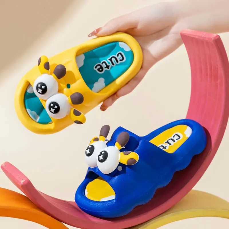Childrens slippers with three-dimensional big eyes cartoon pattern anti slip slippers open toed casual outdoor vacation shoesT250311