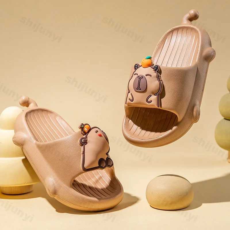 Children Capybara Slippers Lovely Girl Thick Sole Non-slip Summer Flip Flops Beach Sandals Flat cartoon EVA 2025 Kids SlippersT250311