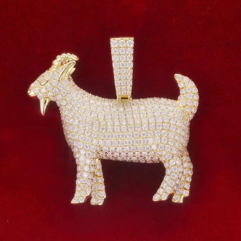 Pendant Necklaces Factory Customized Iced Out Goat Pattern Passed Dia S Sier VVS Moissanite Fashion Hiphop