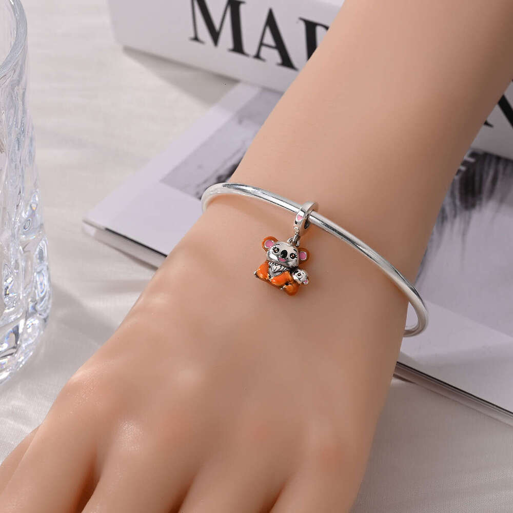 Mother's Day Squirrel Cute Animal Charms Bead Accessories DIY Jewelry Bracelet Pendant White 925 Sterling Silver Gift for Women