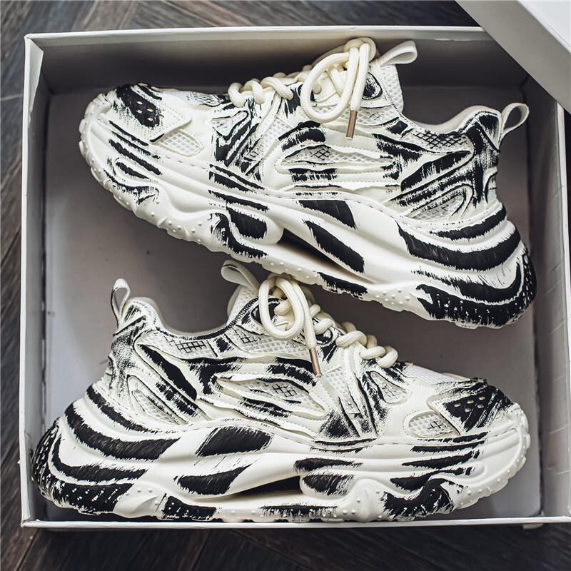 Dad Trendy Men's Sneakers 2025 New Brushed Color Breathable Running Shoes Mesh Comfortable Soft Sole Internet Red Outdoor Casual Shoes