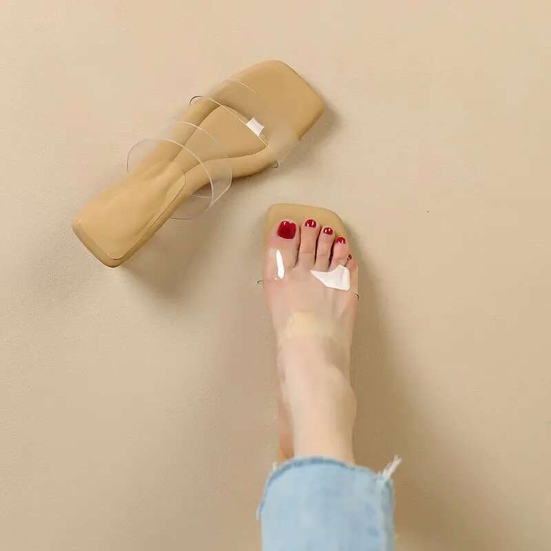 Summer Soft 2025 Platform Sandals for Women Fashion Transparent Pvc High Heel Sandalias Mujer New Clear Square Heels Slippers
