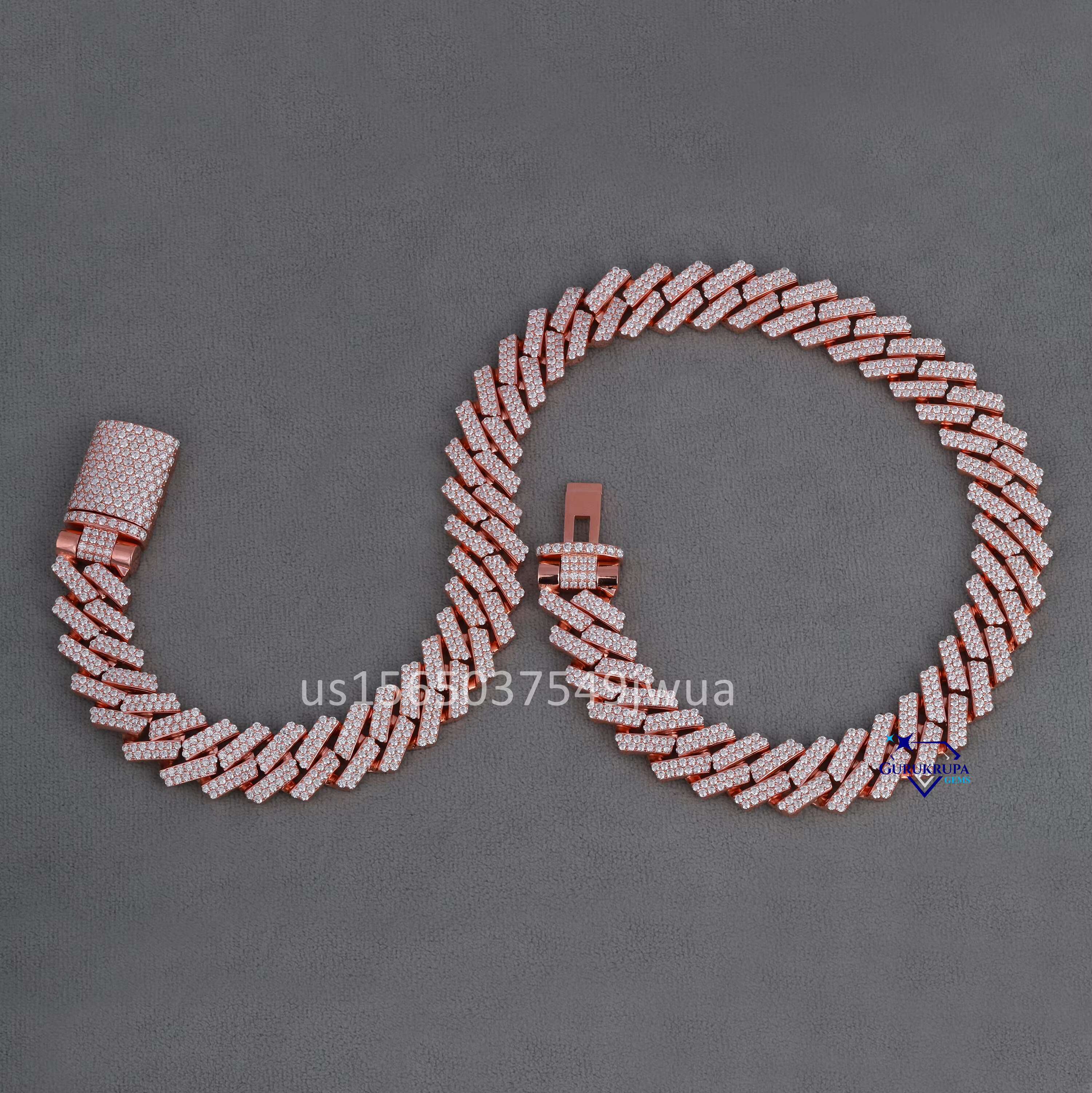 Hot Selg Sterg Sier Chain Necklace Ice Out Through Dia Testing Lab Grown Hip Hop Chunky Cuban Chains