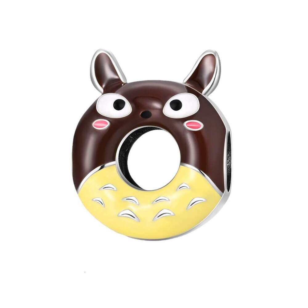 Hot Selling 925 Sterling Silver Charm beads Cartoon Linked Doughnut Series Charms Fit S925 Snake bracelet necklace DIY For women jewelry girt free shi