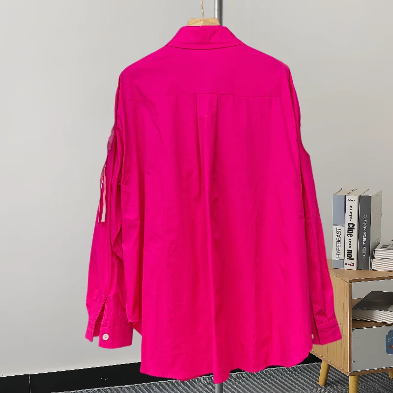 EuropeanClothesLooseBlouseSexyCardiganVintage singleBreasted3D flowerWomenShirtLong SleeveCasualTops41269 250311