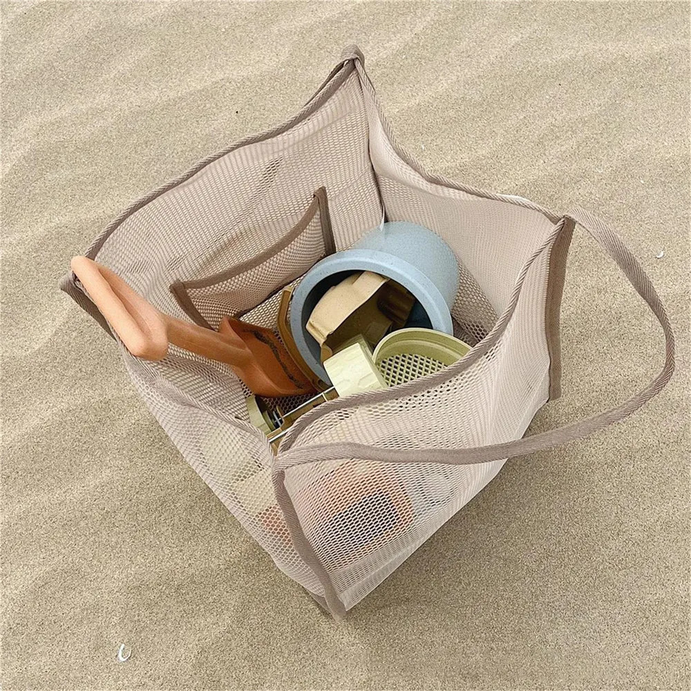 New Trendy Transparent Mesh Bag Ins Fashion Lightweight Casual Versatile Large Capacity Portable Shopping Bag Summer Beach Bag R250311