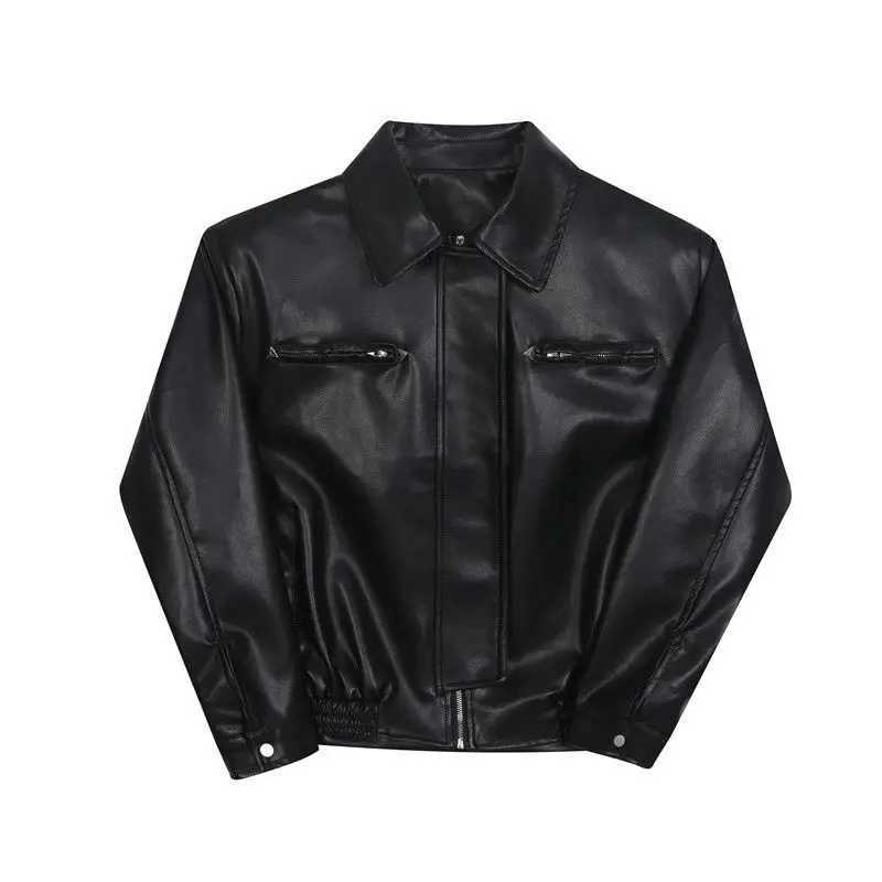 American PU Leather Coat Bomber Jacket Men Autumn Leather Jacket Mens Lapel Zipper Biker Jacket Men Clothing Coat StreetwearT250311