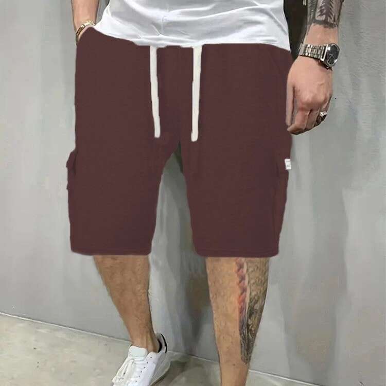 Summer casual multi pocket shorts, solid color five quarter pants, men's 2025 temperament versatile new trend clothing ins