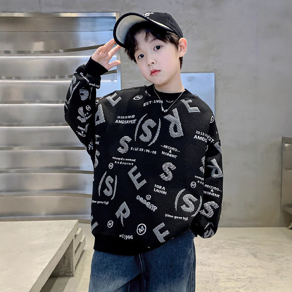 Ddmyshoesvip Autumn Hoodie New Style Handsome Top Middle And Large Children S Boys Spring Bottom Shirt Trendy