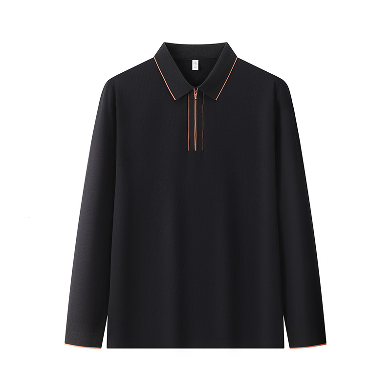 2025 long sleeved polo business casual solid color base shirt autumn and winter T-shirt light luxury men's clothing tracksuit