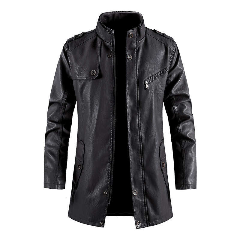 Coat, Windbreaker, Leather Men's Mid To Long Autumn Winter New Style, High-End Casual Jacket, Rugged And Handsome
