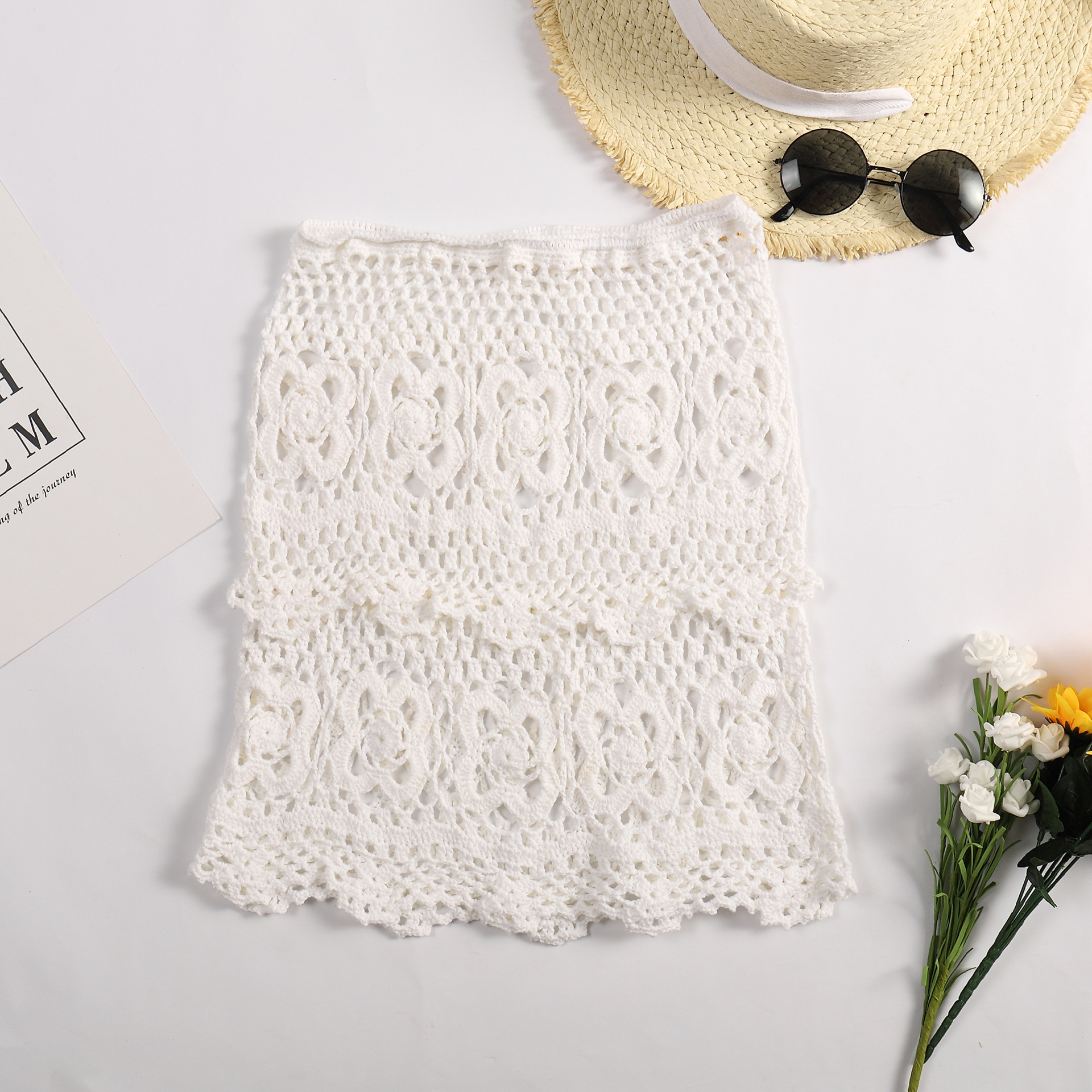 New Hand Hook Sexy Hollow Knitted Bikini Half Body Bohemian Beach Wrap Hip Short Skirt